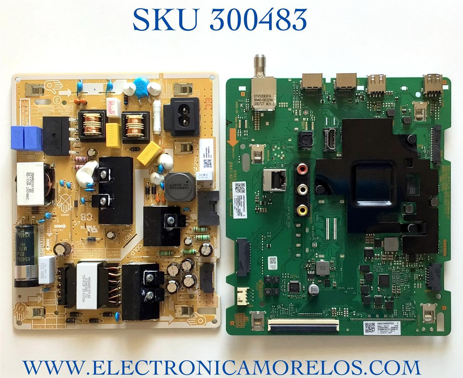KIT DE TARJETAS PARA TV SAMSUNG / NUMERO DE PARTE MAIN BN94-15417F / BN41-02756B / BN97-16939J / BN96-52107A / BN9415417F / FUENTE BN44-01053A / L43S6_TDY / BN4401053A / PANEL CY-BT043HGNV1H / MODELO UN43TU8000 / UN43TU8000FXZA DB08